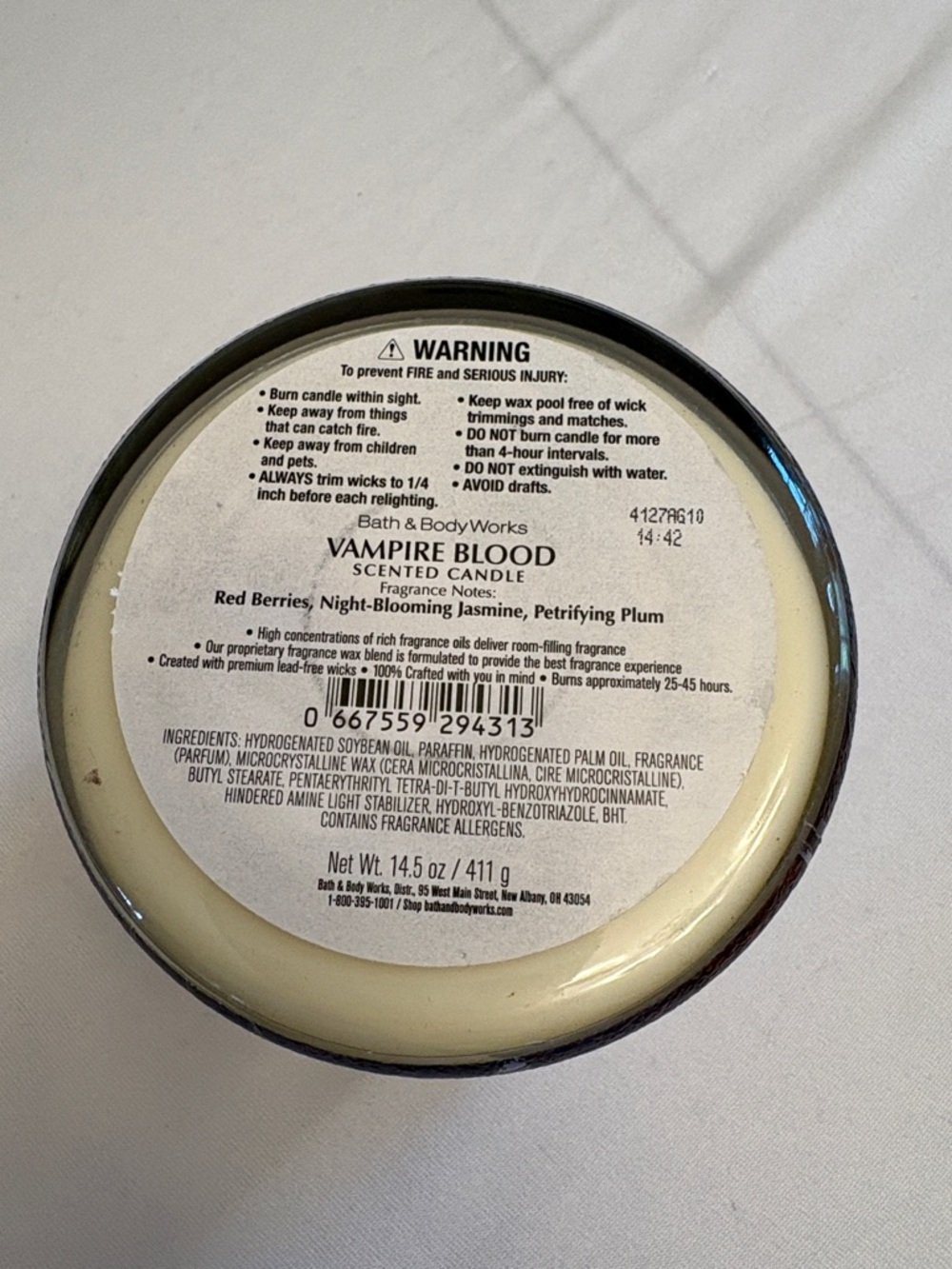 Bath & Body Works Vampire Blood Red Candle with Silver Spiderweb Trim Skull lid - Picture 4 of 6
